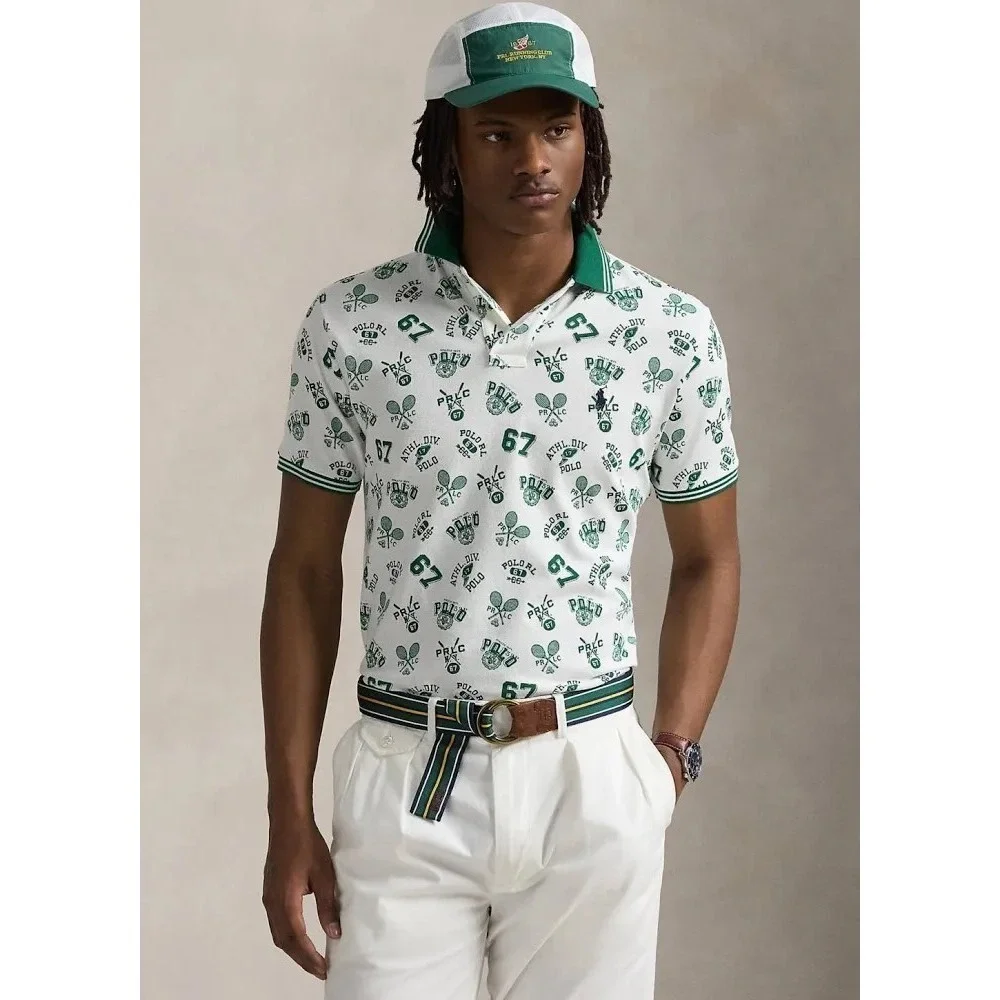 Polo‎ Ralph Lauren Men's Big & Tall 3XLT White Green Sports Graphic Polo Shirt